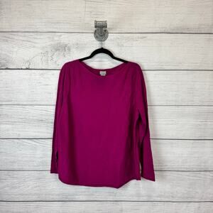 Chico's Women's Purple Knit Stretch Wide Neck Long Sleeve Sweater Size Large
